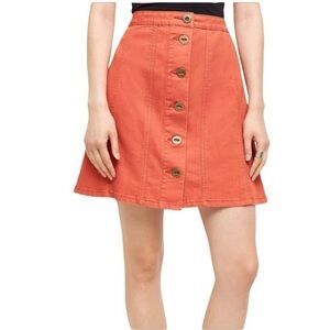 ANTHROPOLOGIE Pilcro and the Letterpress A-Line Mini Skirt Burnt Orange Size 10